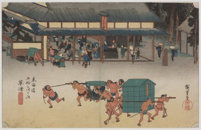 Luogo di riposo per portatori di Kago da Ando or Utagawa Hiroshige