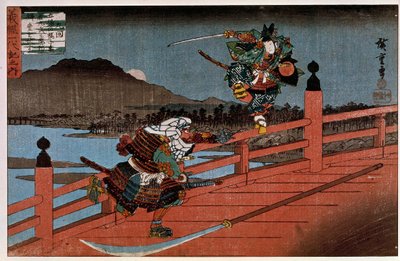 Battaglia dei Samurai, stampa giapponese di Hiroshige Utagawa (1797-1858). XIX secolo. Parigi, Museo Guimet, Museo Nazionale delle Arti Asiatiche da Ando or Utagawa Hiroshige