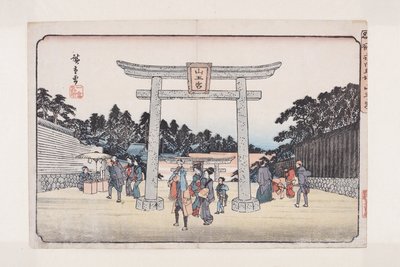 Santuario Sann? ai campi di equitazione di Nagata (Nagatababa Sann?g?) da Ando or Utagawa Hiroshige