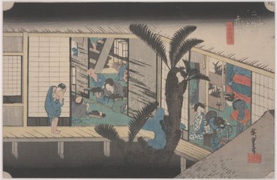 Scena in una locanda da Ando or Utagawa Hiroshige