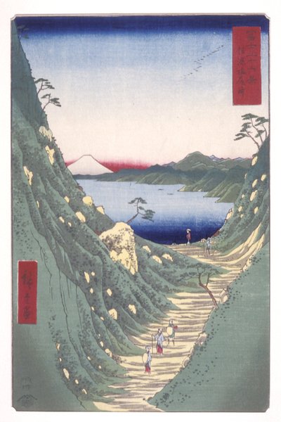 Passo Shiojiri nella provincia di Shinano da Ando or Utagawa Hiroshige