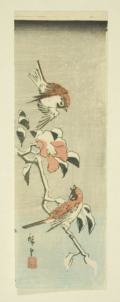 Passeri e camelia nella neve da Ando or Utagawa Hiroshige
