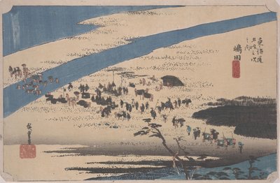 Banca Suruga del fiume Oi da Ando or Utagawa Hiroshige