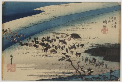Banca Suruga del fiume Oi da Ando or Utagawa Hiroshige