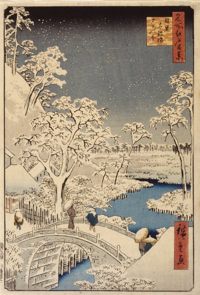 Ponte Taiko e collina del tramonto a Meguro da Ando or Utagawa Hiroshige