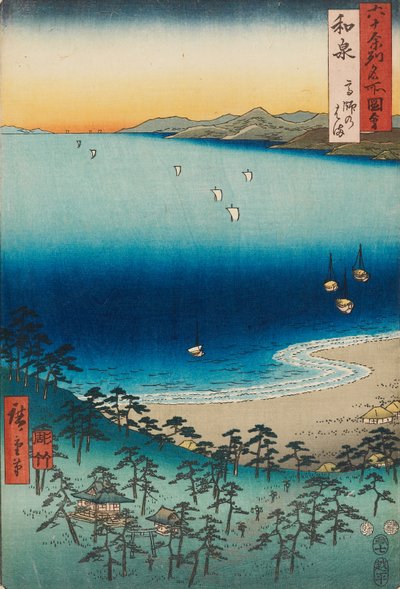 La spiaggia di Takashi, nella provincia di Izumi da Ando or Utagawa Hiroshige
