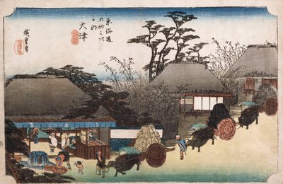 La casa da tè del pozzo corrente, Otsu, dalla serie "Le cinquantatré stazioni del Tokaido" da Ando or Utagawa Hiroshige