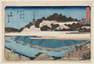 Vista davanti al tempio Zojo-ji a Shiba da Ando or Utagawa Hiroshige