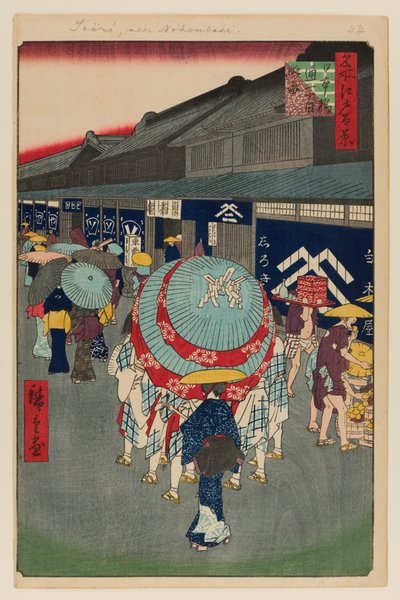 Vista di Nihonbashi Tori-itchome (Nihonbashi Tori-itchome Ryakuzu) da Ando or Utagawa Hiroshige