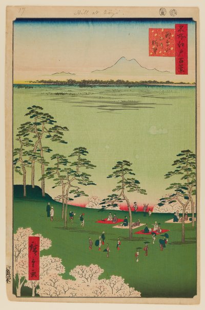 Vista a nord da Asukayama da Ando or Utagawa Hiroshige