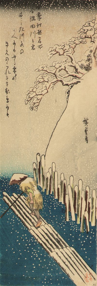 Neve invernale sul fiume Sumida, dalla serie Luoghi famosi di Edo nelle quattro stagioni da Ando or Utagawa Hiroshige