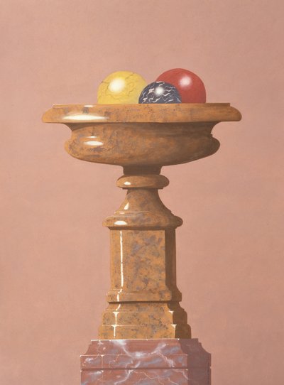 Vaso di marmo, sfere di marmo rosse, nere e gialle da Andras Kaldor