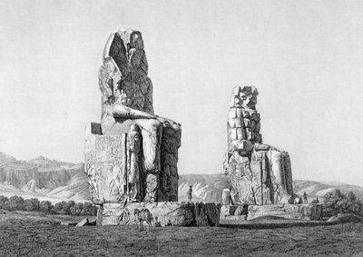 Veduta dei due colossi al Memnonium, Tebe, tavola 20 dal Vol II di 