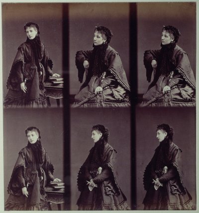 Ritratto di Sarah Bernhardt (1844-1923) in abito da città da Andre Adolphe Eugene Disderi