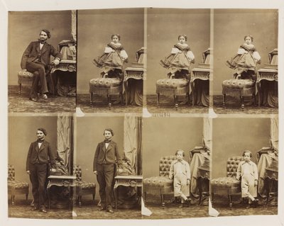 Ritratti seduti 41494: Dottor Magnan e suo figlio e figlia, c.1861 (albumina (8 carte de visite non tagliate)) da Andre Adolphe Eugene Disderi