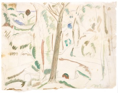Senza titolo (studio per La strada che gira), 1906 circa (grafite e acquerello su carta) da Andre Derain