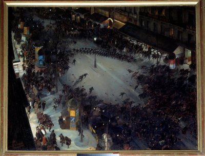 La carica, Boulevard Montmartre. Scena di manifestazioni a Parigi da Andre Devambez