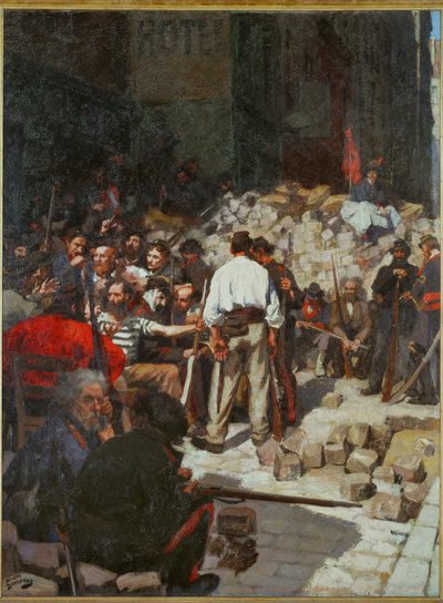 La Comune: la barricata ... (dipinto su tela) da Andre Devambez