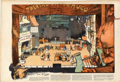 Teatro di Victor Hugo di André Devambez (1867-1944) caricatura in "Le rire" del 1902 da Andre Devambez