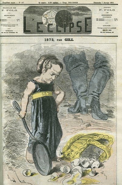 1872, una bambina guarda il suo cesto di crepe. Copertina in "L
