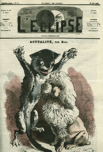Actualite, illustrazione per una mostra "Il cane e il gatto" a Parigi. Copertina in "L