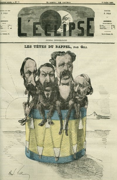 Auguste Vacquerie, Victor Hugo, Charles Hugo e Paul Meurice, uomini di lettere francesi. Copertina in 
