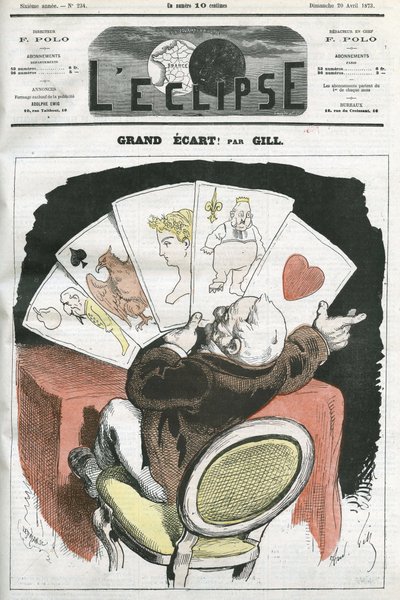 Grande diffusione! , caricatura sul governo del Presidente Adolphe Thiers (1797-1877). Copertina in “L