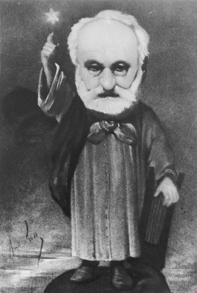 Caricatura di Victor Hugo (1802-85) come mago da Andre Gill