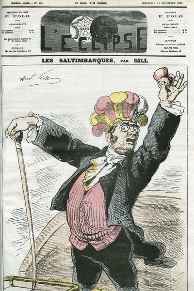 Caricatura "I Saltimbanchi", "strappo! Non combattere!", serie sui ciarlatani. Copertina di "L