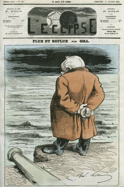 Caricatura di Adolphe Thiers (1797-1877), statista francese. Copertina in "L