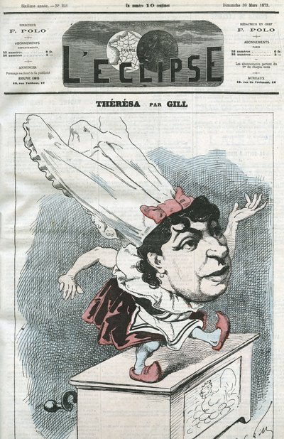 Caricatura di Emma Valendon chiamata Theresa (1837-1913), cantante popolare francese. Copertina in “L