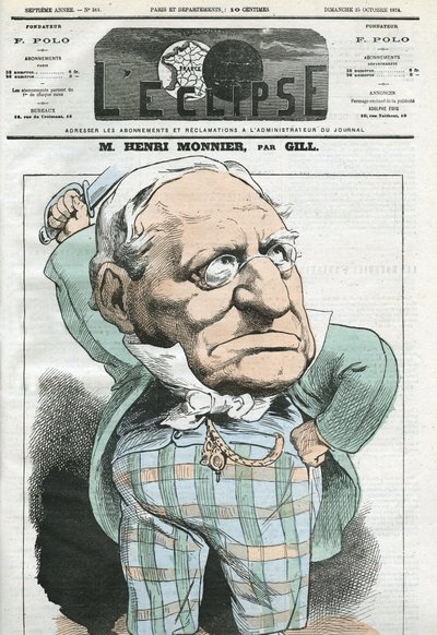 Caricatura di Henri Monnier (1799-1877), drammaturgo, caricaturista e attore francese. Copertina di "L