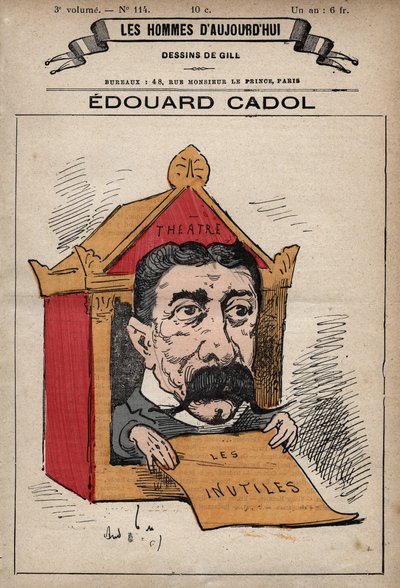 Caricatura di Edward Cadol (1831-1898) romanziere inglese da 