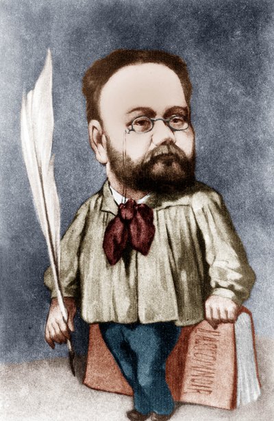 Vignetta dello scrittore francese Emile Zola (incisione) da Andre Gill