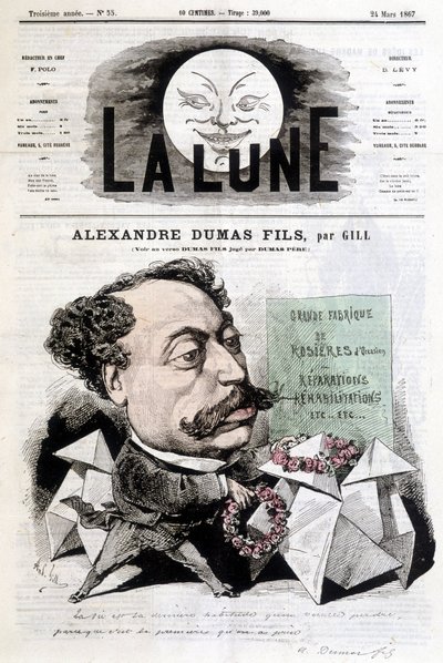 Disegno comico su Alexandre Dumas Fils di Gill. Copertina di 