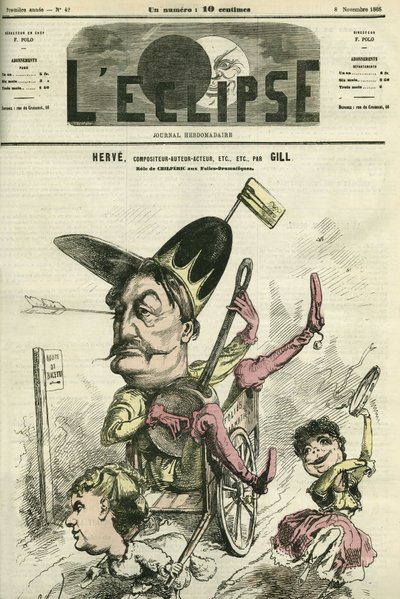 Florimond Ronger detto Hervé (1825-1892), compositore, autore e attore francese, interpreta il ruolo di Chilperic al Théâtre des Folies-Dramatiques. Copertina in 