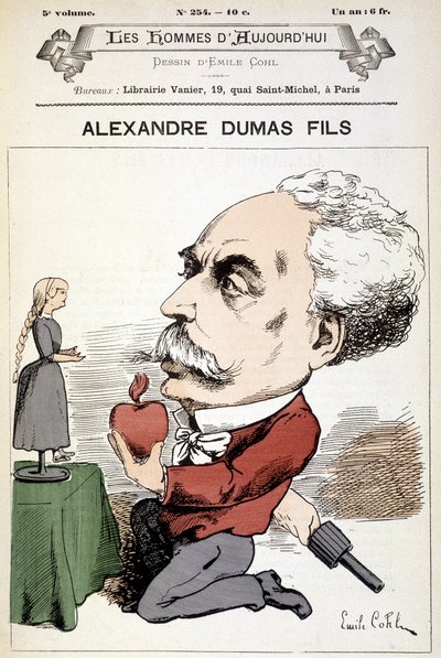 Disegno umoristico su Alexandre Dumas Fils. Copertina "Les Hommes d