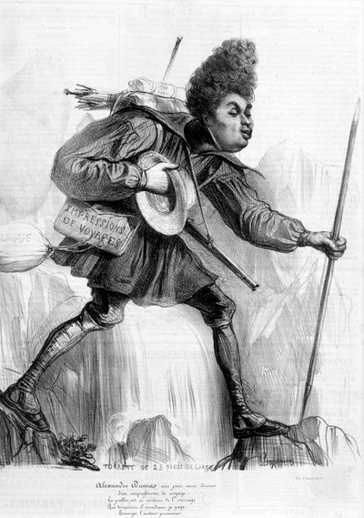 Disegno umoristico su Alexandre Dumas Padre - in "Charivari", circa 1840 da Andre Gill