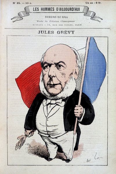 Jules Grévy con la bandiera francese - di Gill, in 
