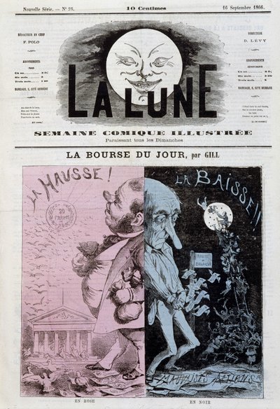 La Borsa: aumento e diminuzione - di Gill, in "La Lune" del 16/09/1866 da Andre Gill