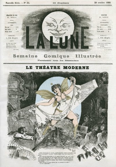 Le Theatre Moderne a Parigi. Caricatura di Gill, in "La Lune", 28 ottobre. da Andre Gill