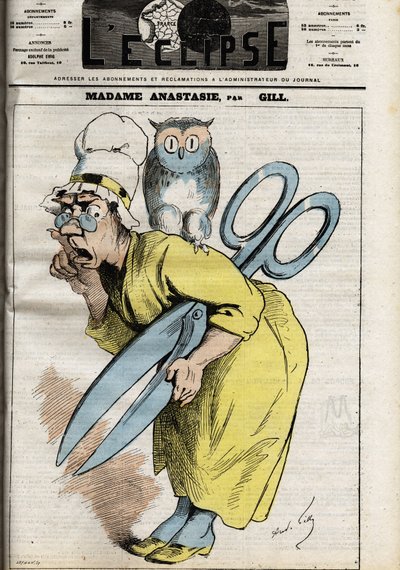 Madame Anastasia con le forbici della censura da Andre Gill