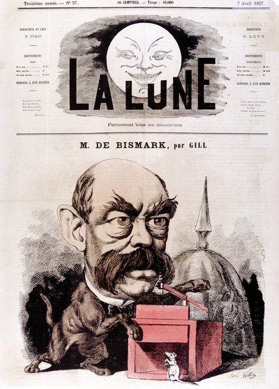 Otto von Bismarck statista tedesco, quando deputato conservatore e ispettore delle dighe, 1867 da Andre Gill