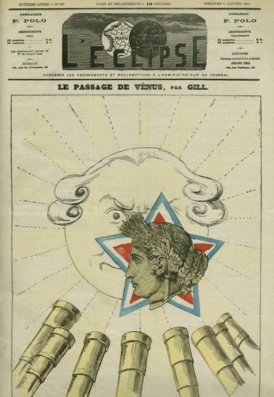 Passaggio di Venere (la Repubblica) davanti al sole (la Monarchia) nel 1874. Copertina di "L
