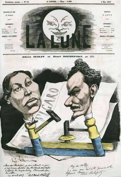 Ritratto di Albert Wolff e Henri Rochefort (1831-1913) giornalista e politico francese. Caricatura di Gill, in 