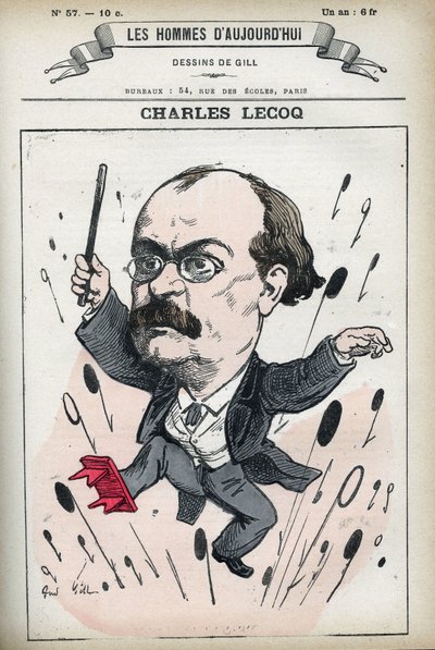 Ritratto di Alexandre Charles Lecocq (1832-1918), compositore francese. Caricatura di Gill, Parigi da Andre Gill