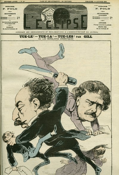 Ritratto di Alexandre Dumas Jr. (1824-1895), uomo di lettere francese e Ernesto Rossi. Copertina in "L