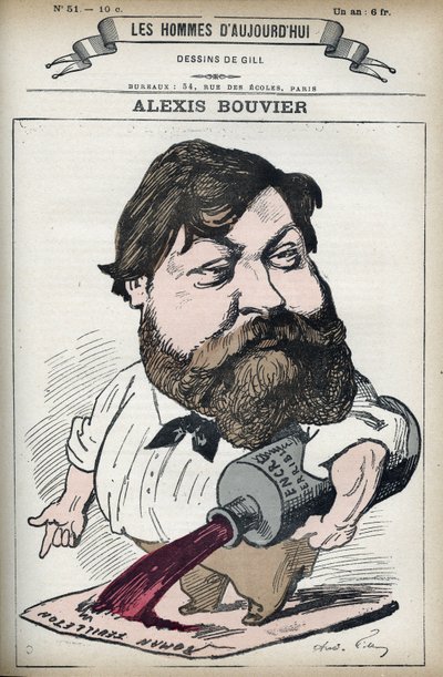 Ritratto di Alexis Bouvier (1836-1892), romanziere e drammaturgo popolare francese. Caricatura di Gill, Parigi da Andre Gill