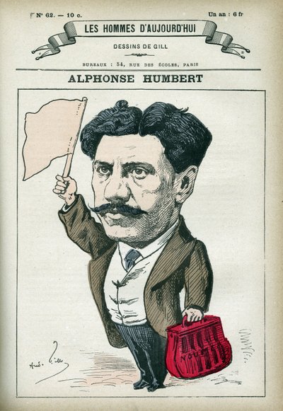 Ritratto di Alphonse Humbert, politico francese e comunardo, fu inviato al Bagne di Tolone nel 1872 e al Bagne di Noumea prima di essere amnistiato nel 1879. Caricatura di Gill, Parigi da Andre Gill