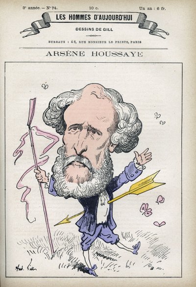 Ritratto di Arsene Houssaye (1815-1896), uomo di lettere francese. Caricatura di Gill, Parigi da Andre Gill